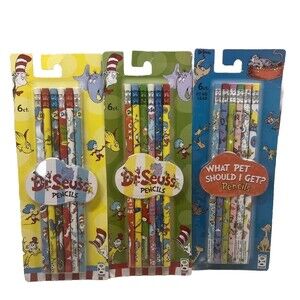 NEW 3 Packs Dr. Seuss Pencils Thing One What Pet 6ct  (18 total) Cat Hat Geddes